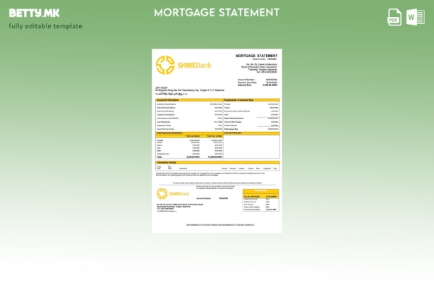 модерен стил Извештај за хипотека на Myanmar Shwe Bank Шаблон за Word и PDF