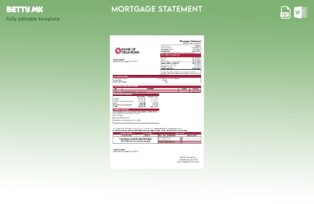 модерен стил Извод за хипотека на Банката на Оклахома на САД во шаблон за формат