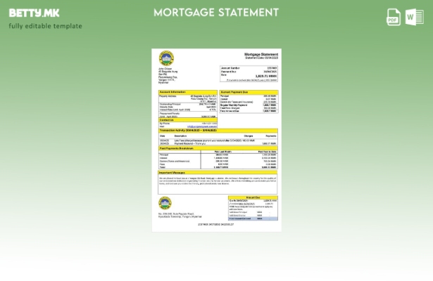 модерен стил Извод за хипотека на Градската банка на Мјанмар Јангон Шаблон за Wo