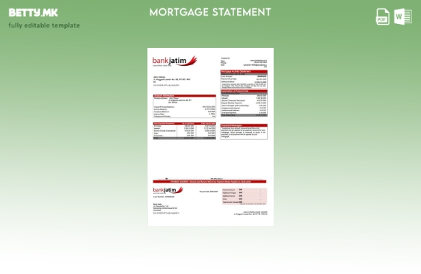 модерен стил Извод за хипотека на Индонезиската банка Јатим Шаблон за Word и PDF