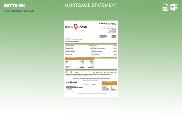 модерен стил Извод за хипотека на Индонезиската банка Џамби Шаблон за Word и PDF