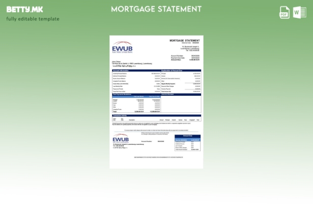 модерен стил Извод за хипотека на Луксембург Источна Западна Обединета банка Шаб