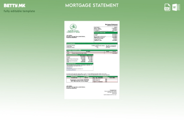 модерен стил Извод за хипотека на Мавританија Chinguitty Bank Шаблон за Word и P