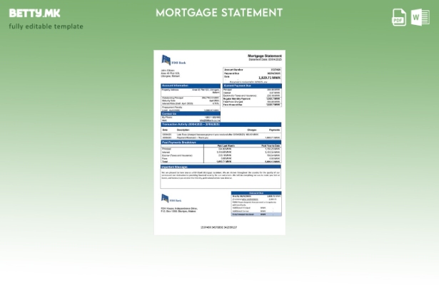 модерен стил Извод за хипотека на Малави ФДХ банка Шаблон за шаблон Word и PDF