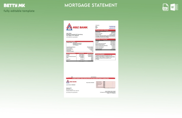 модерен стил Извод за хипотека на Мјанмар Канбавза банка Шаблон за Word и PDF