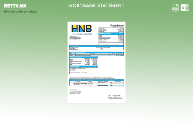 модерен стил Извод за хипотека на Народната банка на Шри Ланка Хатон во шаблон з