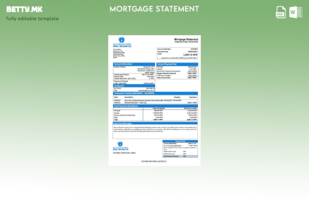 модерен стил Извод за хипотека на Непал SBI Bank Шаблон за шаблон за Word и PDF