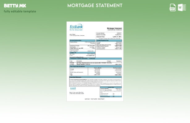 модерен стил Извод за хипотека на банка на Зимбабве Ecobank во шаблон за формати