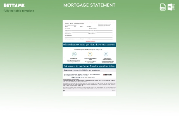 модерен стил Извод за хипотека на банка на САД IBC во Word и PDF формати, шабл 1