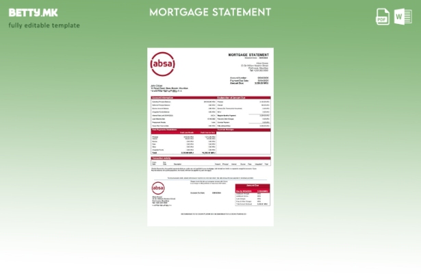 модерен стил Извод за хипотека на банката Маурициус Абса Шаблон за Word и PDF