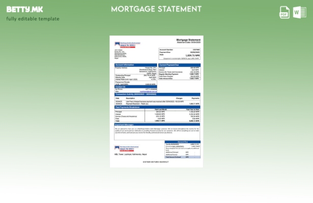 модерен стил Извод за хипотека на банката Непал Махапучхре Шаблон за шаблон за W