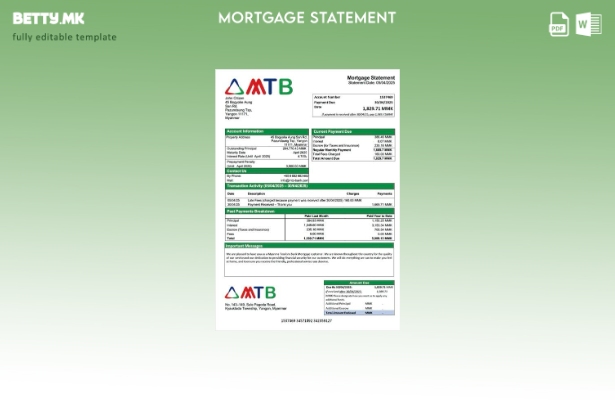 модерен стил Извод за хипотека на банката за туризам во Мјанма Шаблон за шаблон