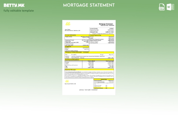 модерен стил Извод за хипотека на банката на САД Лили во шаблон за формати Word