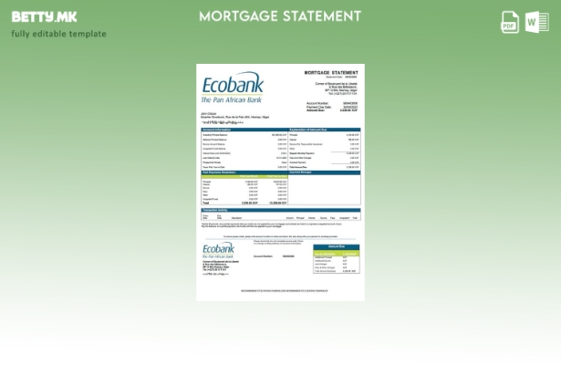 модерен стил Извод за хипотека на Niger Ecobank Шаблон за Word и PDF