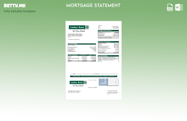 модерен стил Извод за хипотека од банка Амана на Шри Ланка во шаблон за формати