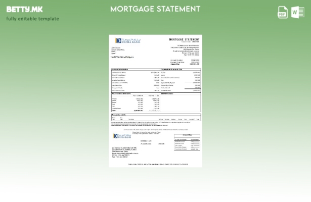 модерен стил Извод за хипотека од банка на Катар Доха во шаблон формати Word и P