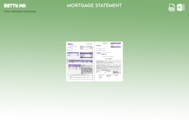 модерен стил Извод за хипотека од банка на САД Varo во шаблон во Word и PDF