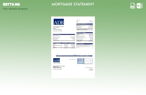 модерен стил Извод за хипотека од банка на Соломонските Острови АДБ во шаблон за