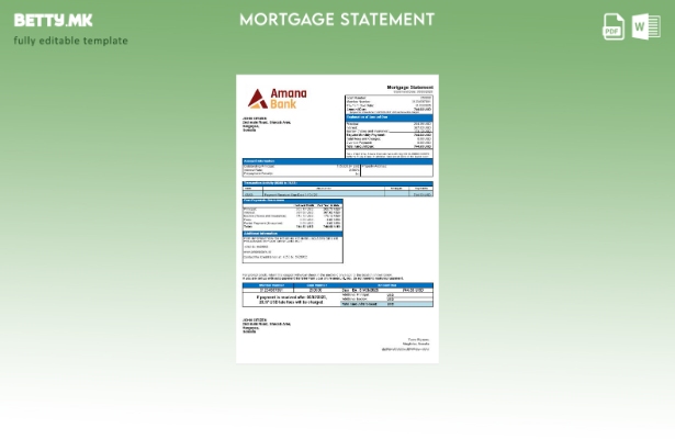 модерен стил Извод за хипотека од банка на Сомалија Амана во шаблон за формати W