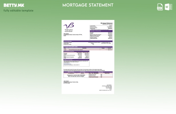 модерен стил Израел Унија банка (Bank Igud) хипотека извод на Word и PDF шаблон