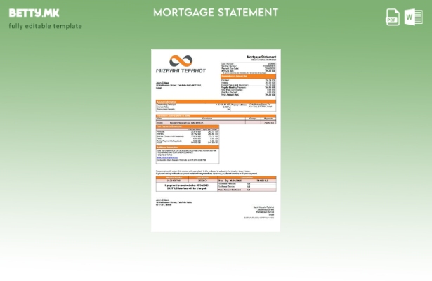 модерен стил Израел банка Мизрахи Тефахот изјава за хипотека шаблон Word и PDF ш