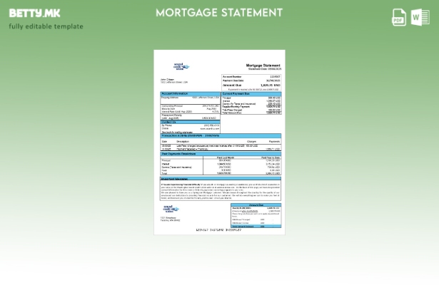 модерен стил Изјава за хипотека за кредитна унија на САД Вашингтон звук во шабло