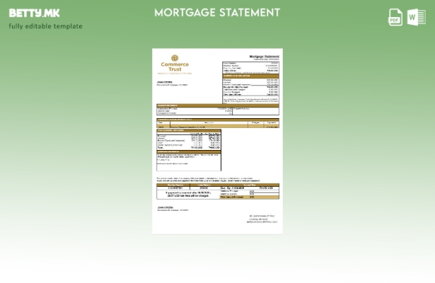 модерен стил Изјава за хипотека на Commerce Trust Bank на САД во шаблон за форма