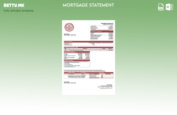 модерен стил Индија Nainital банка изјава за хипотека Шаблон Word и PDF шаблон