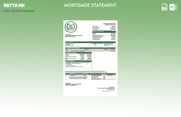 модерен стил Ирак Рафидаин банка изјава за хипотека Шаблон Word и PDF шаблон