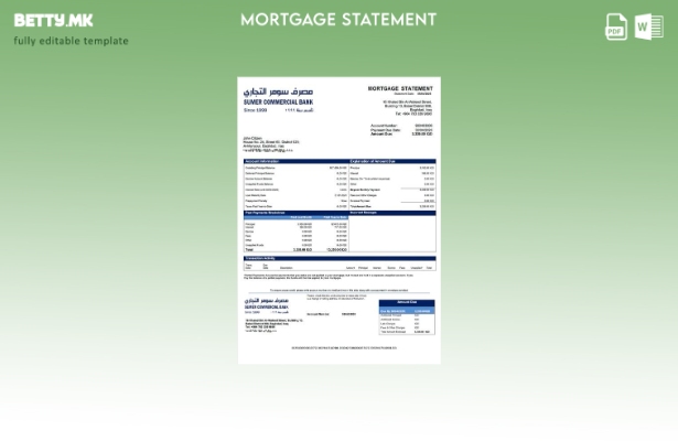 модерен стил Ирак Сумер банка за хипотека шаблон Word и PDF шаблон