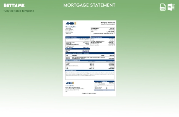 модерен стил Иран Амин инвестициска банка изјава за хипотека Шаблон Word и PDF ш