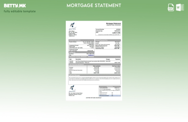 модерен стил Иран Sarmayeh банка изјава за хипотека Шаблон Word и PDF шаблон