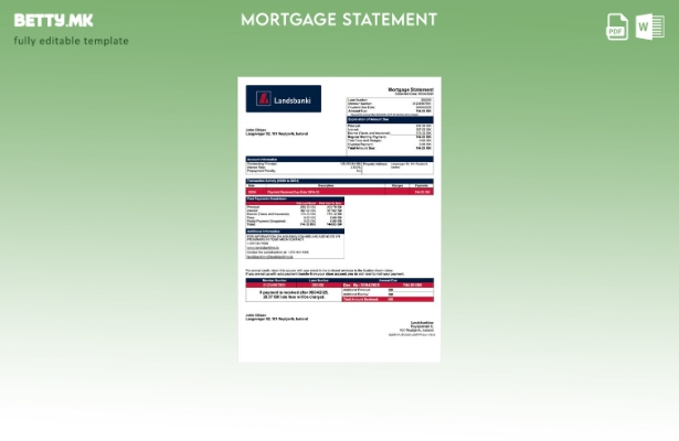 модерен стил Исландска изјава за хипотека Landsbankinn Шаблон за шаблон за Word