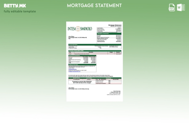 модерен стил Италија Интеса Санпаоло изјава за хипотека Шаблон за Word и PDF