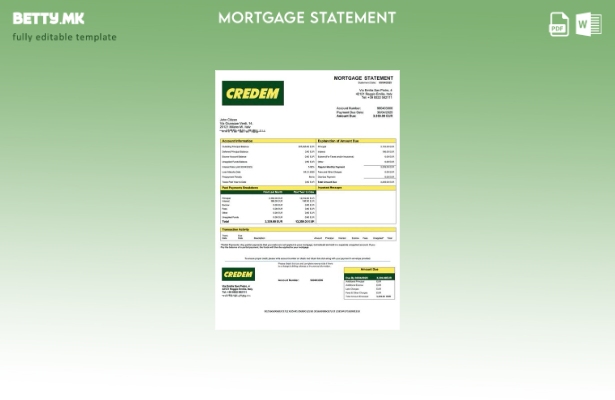 модерен стил Италија Credito Emiliano изјава за хипотека Шаблон за Word и PDF ша