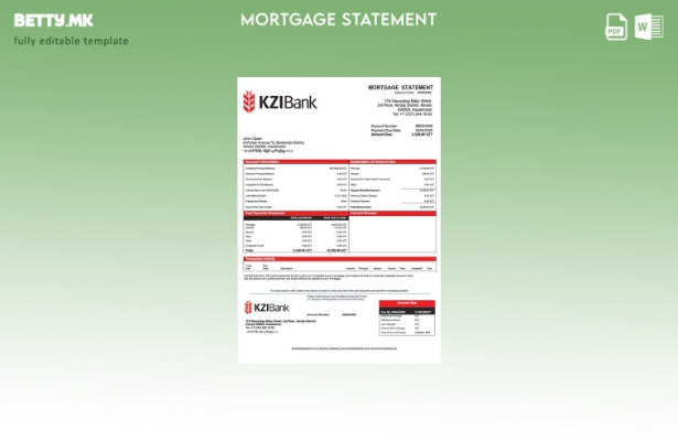 модерен стил Казахстан КЗИ банка извод за хипотека Шаблон за Word и PDF
