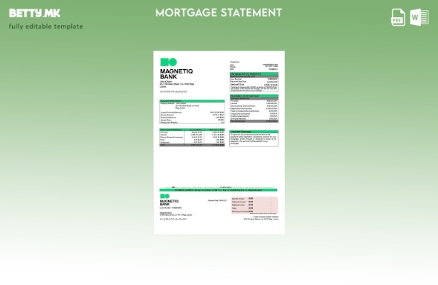 модерен стил Латвија Magnetiq банка извод за хипотека Шаблон за Word и PDF