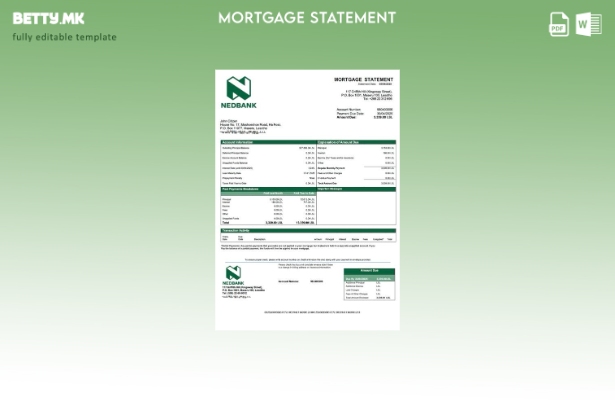 модерен стил Лесото Недбанк Изјава за хипотека во Лесото Шаблон за шаблон Word и