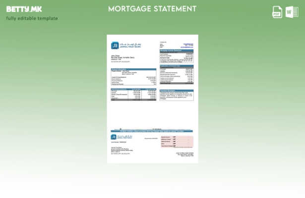 модерен стил Либан Џамал ​​Труст банка изјава за хипотека Шаблон за Word и PDF