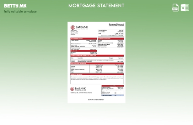 модерен стил Литванија Извод за хипотека на Европската трговска банка Шаблон за