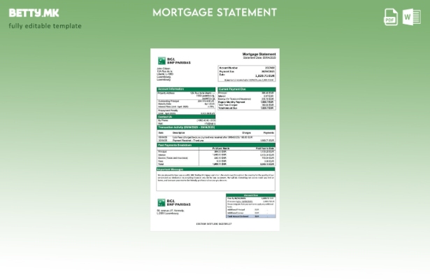 модерен стил Луксембург BGL BNP Paribas шаблон за шаблон за Word и PDF