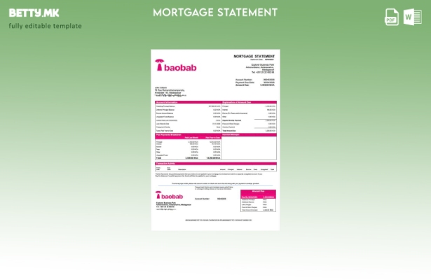 модерен стил Мадагаскар Баобаб Банка Изјава за хипотека Мадагаскар Шаблон за шаб