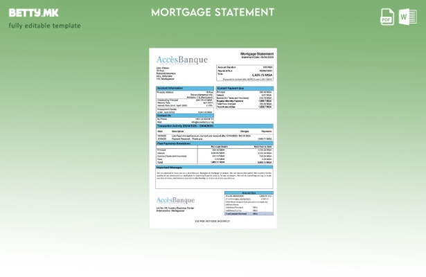 модерен стил Мадагаскар AccèsBanque Изјава за хипотека на Мадагаскар Шаблон за W