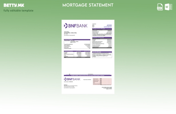 модерен стил Малта BNF банка извод на хипотека Шаблон за Word и PDF