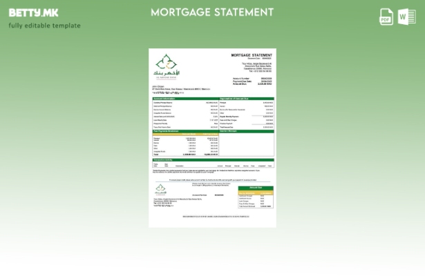 модерен стил Мароко Al Akhdar Bank (AAB) изјава за хипотека Шаблон за шаблон Wor