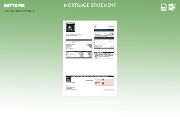 модерен стил Маурициус MauBank Limited извод за хипотека Шаблон за Word и PDF