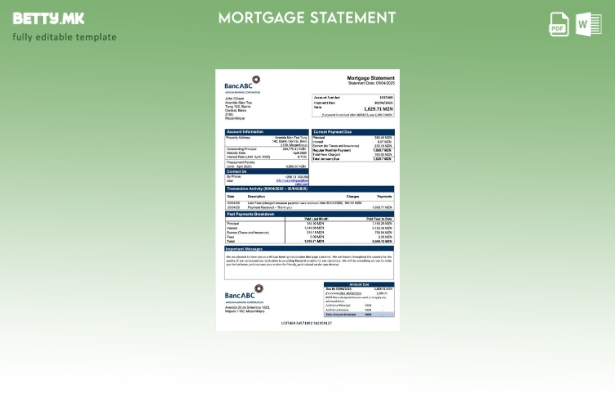 модерен стил Мозамбик Африканска банкарска корпорација изјава за хипотека Шаблон