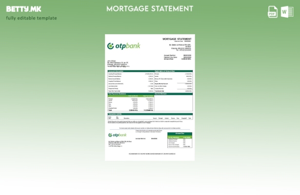модерен стил Молдавија ОТП банка изјава за хипотека Шаблон Word и PDF шаблон