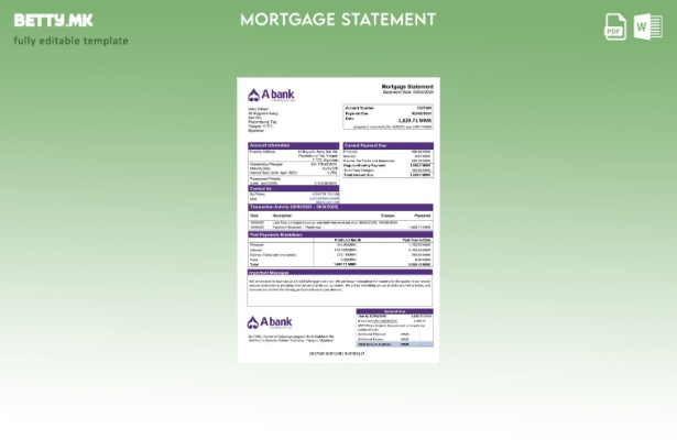 модерен стил Мјанмар Извод за хипотека од банка Шаблон за Word и PDF