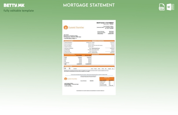 модерен стил Непал Laxmi Sunrise Bank извод за хипотека за шаблон Word и PDF